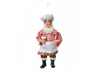 Závěsná vánoční dekorace Santa Claus pekař držící cupcake - 10*6*17 cm