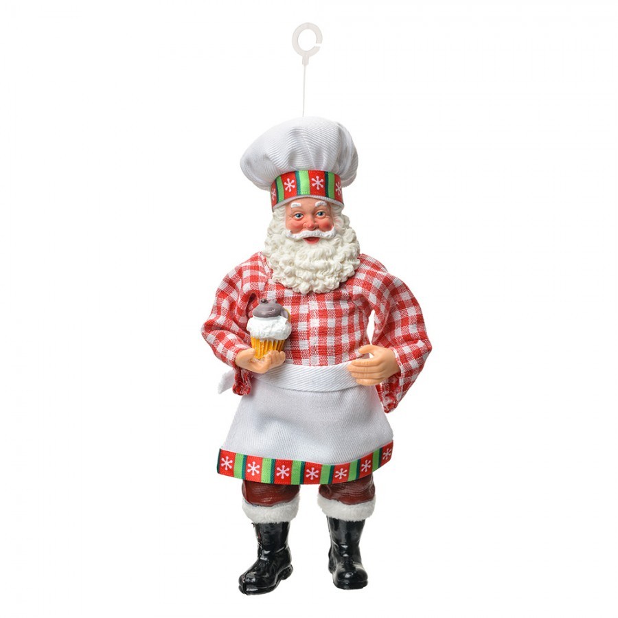 Závěsná vánoční dekorace Santa Claus pekař držící cupcake - 10*6*17 cm