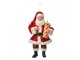 Červená závěsná vánoční dekorace Santa Claus držící dárek - 10*6*17 cm Clayre & Eef