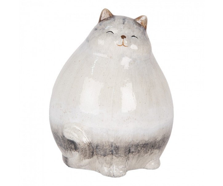 Šedá keramická dekorace kočka - 14*13*18 cm Clayre & Eef