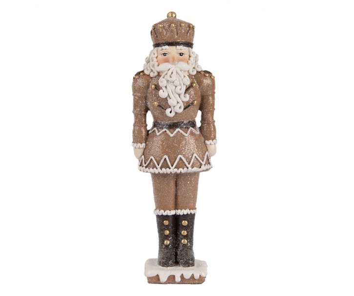 Hnědá vánoční dekorace Louskáček v perníkovém obleku - 6*5*18 cm Clayre & Eef
