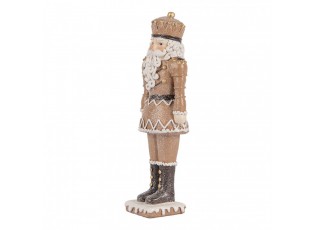 Hnědá vánoční dekorace Louskáček v perníkovém obleku - 6*5*18 cm
