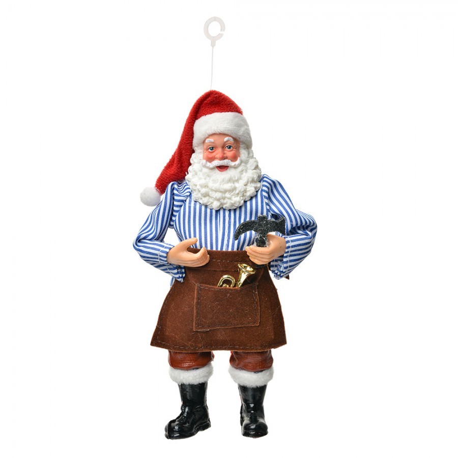 Závěsná vánoční dekorace Santa Claus držící kladivo - 10*6*17 cm