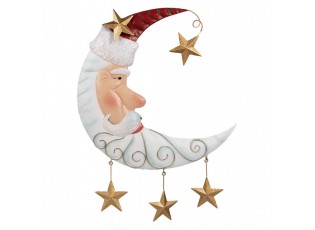 Christmas Decoration Figurine Moon 41x3x53 Cm White Metal - 41*3*53 cm