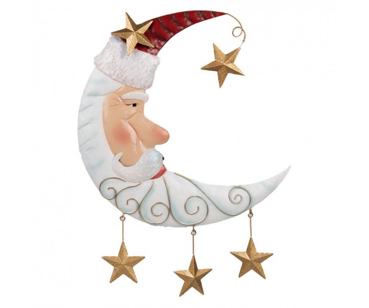 Christmas Decoration Figurine Moon 41x3x53 Cm White Metal - 41*3*53 cm Clayre & Eef