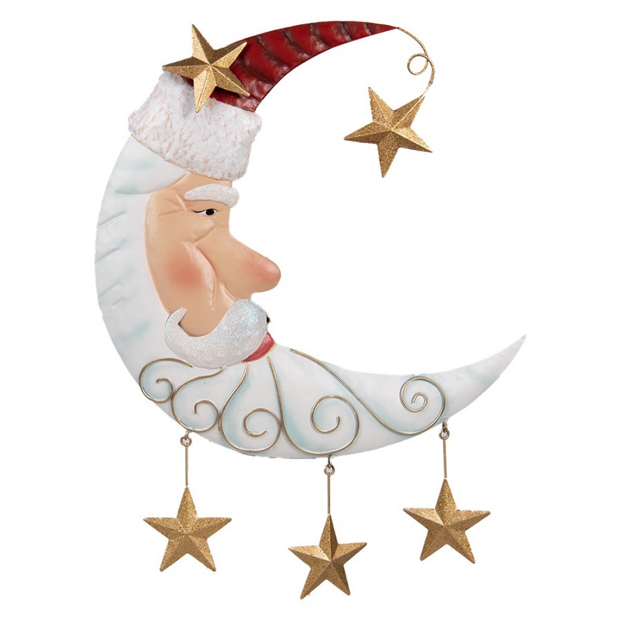Christmas Decoration Figurine Moon 41x3x53 Cm White Metal - 41*3*53 cm