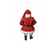 Červená závěsná vánoční dekorace Santa Claus držící ceduli - 10*6*17 cm Clayre & Eef