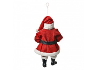 Červená závěsná vánoční dekorace Santa Claus držící ceduli - 10*6*17 cm
