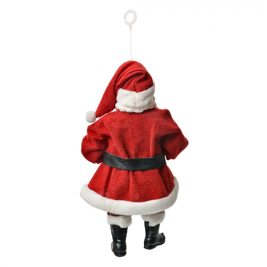 Červená závěsná vánoční dekorace Santa Claus držící ceduli - 10*6*17 cm