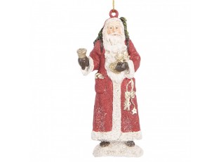 Vánoční závěsná dekorace Santa s nůší a dárky - 5*3*11 cm