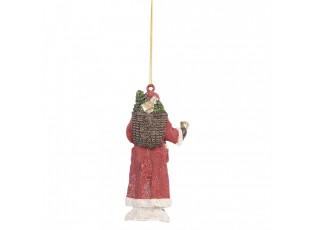 Vánoční závěsná dekorace Santa s nůší a dárky - 5*3*11 cm