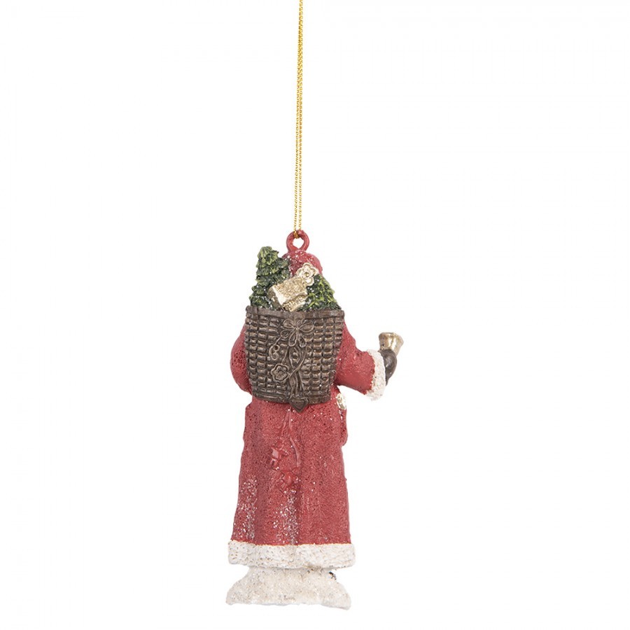 Vánoční závěsná dekorace Santa s nůší a dárky - 5*3*11 cm