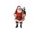 Červená závěsná vánoční dekorace Santa Claus držící pytel - 10*6*17 cm Clayre & Eef