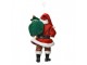 Červená závěsná vánoční dekorace Santa Claus držící pytel - 10*6*17 cm Clayre & Eef
