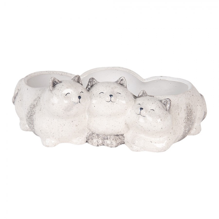 Decorative Figurine Cats 27x16x10 Cm Grey Ceramic - 27*16*10 cm