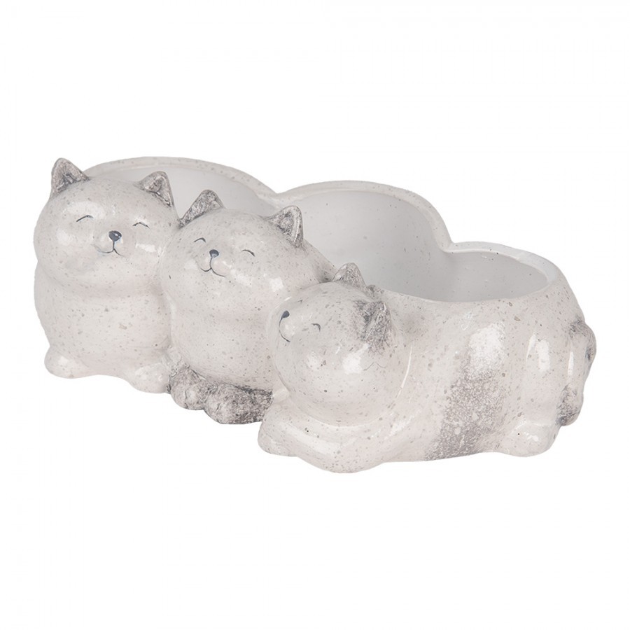 Decorative Figurine Cats 27x16x10 Cm Grey Ceramic - 27*16*10 cm