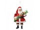 Červená závěsná vánoční dekorace Santa Claus držící girlandu - 10*6*17 cm Clayre & Eef