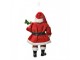 Červená závěsná vánoční dekorace Santa Claus držící girlandu - 10*6*17 cm Clayre & Eef