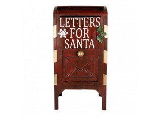 Červená kovová dekorační schránka Letters for Santa - 27*21*53 cm