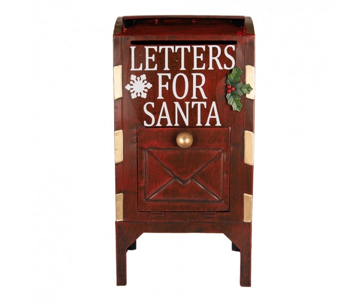 Červená kovová dekorační schránka Letters for Santa - 27*21*53 cm Clayre & Eef