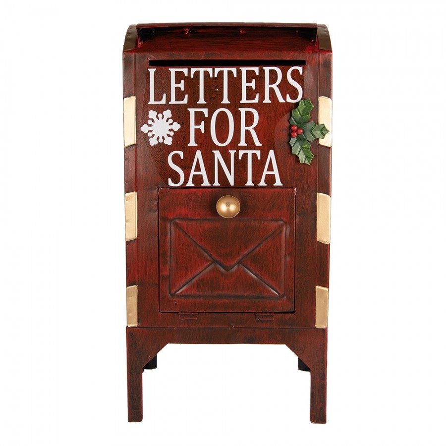 Červená kovová dekorační schránka Letters for Santa - 27*21*53 cm