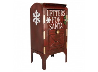 Červená kovová dekorační schránka Letters for Santa - 27*21*53 cm