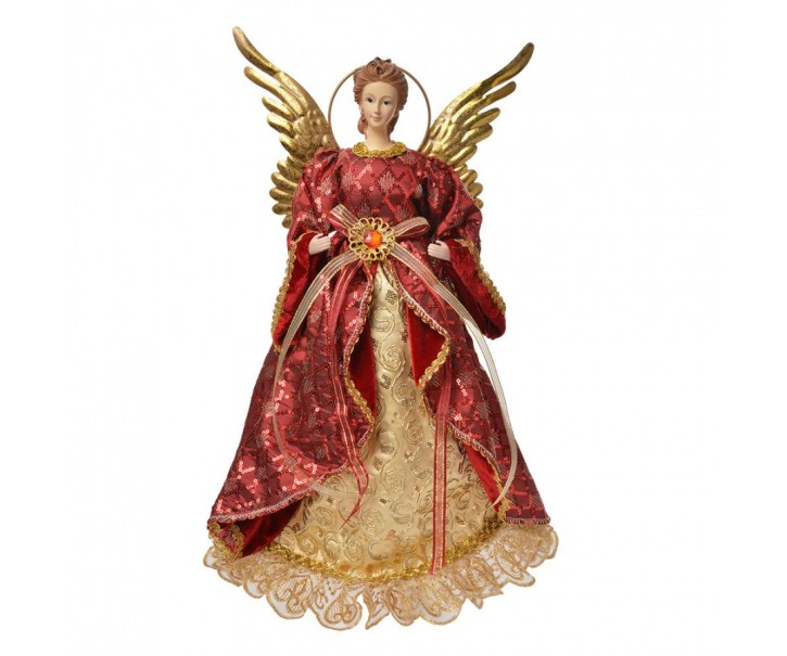 Christmas Decoration Figurine Angel 40 Cm Red Textile - 26*15*44 cm Clayre & Eef