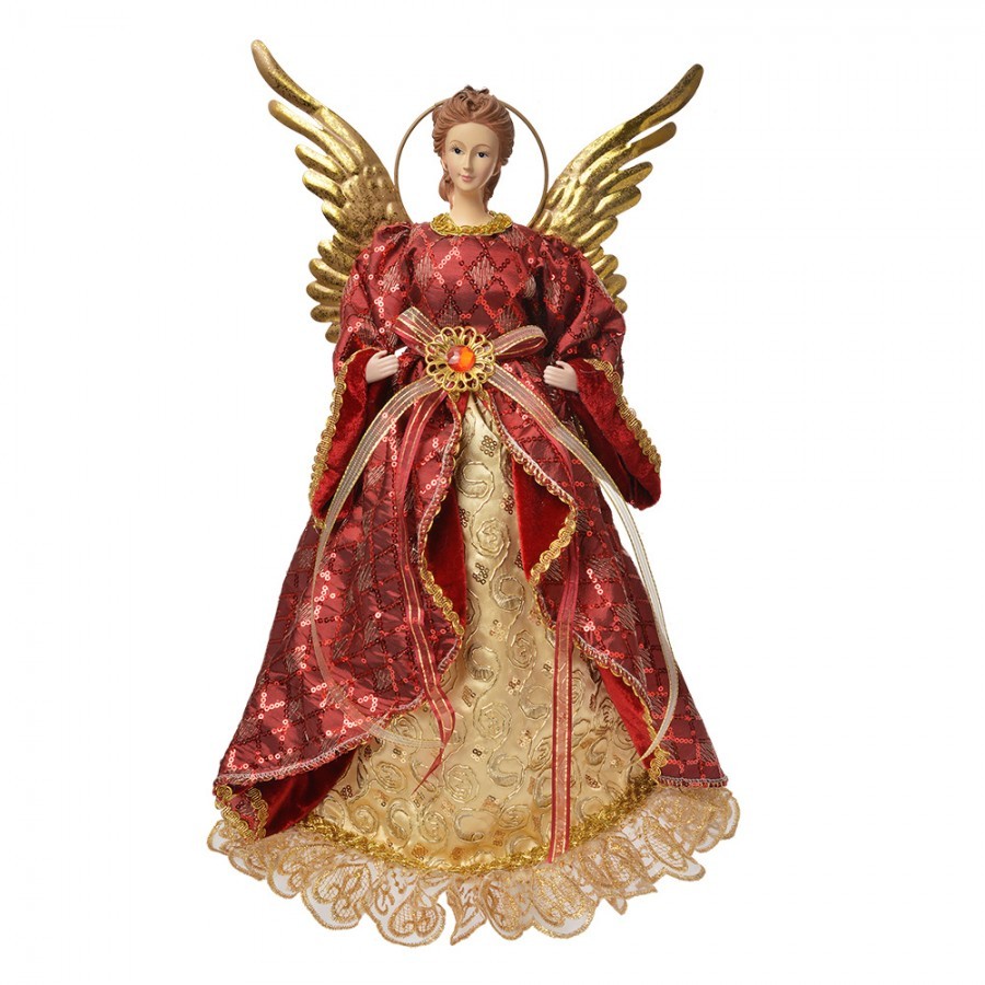 Christmas Decoration Figurine Angel 40 Cm Red Textile - 26*15*44 cm
