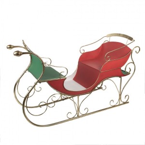 Červeno-zlaté veliké kovové sáně Christmas Sleigh - 169*67*106 cm