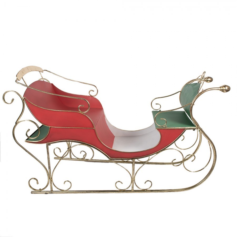 Červeno-zlaté veliké kovové sáně Christmas Sleigh - 169*67*106 cm