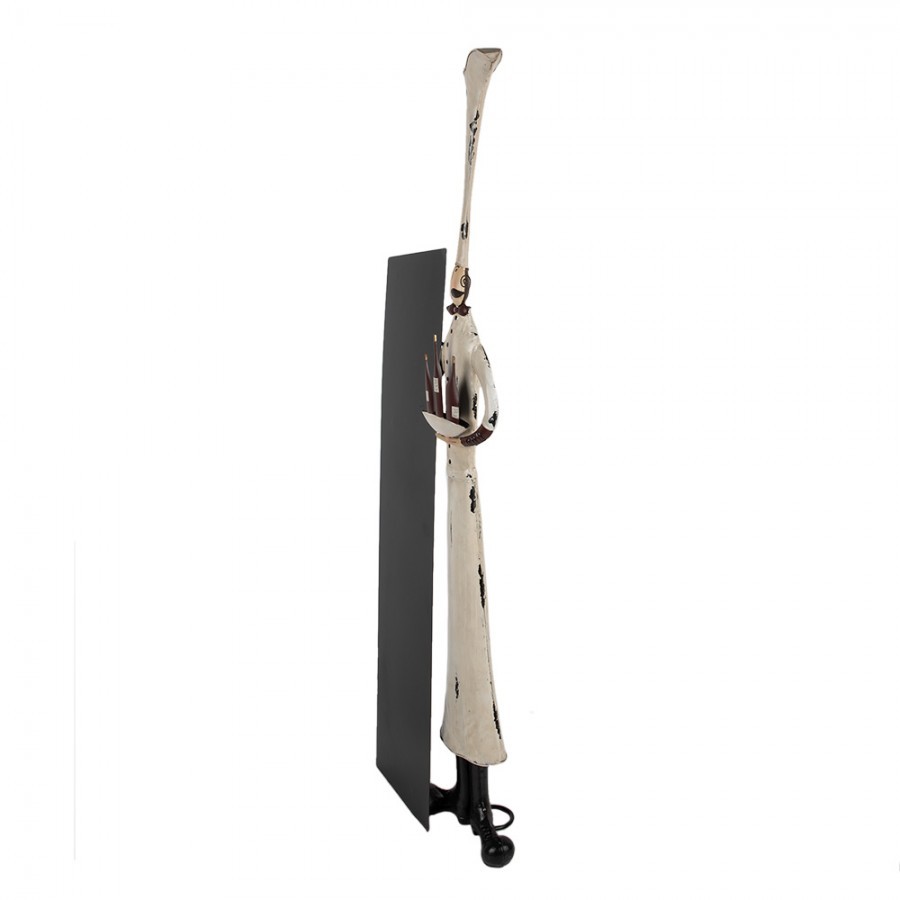 Černá kovová dekorační tabule s kuchařem Chalkboard - 37*14*113 cm