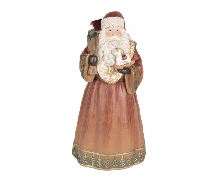 Dekorace Santa Claus s houpacím koníkem a pytlem dárků - 20*18*39 cm Clayre & Eef