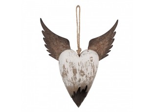 Dekorace závěsné srdce s andělskými křídly Angel Rustic L - 25*4*30 cm