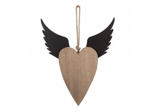 Dekorace závěsné srdce s andělskými křídly Angel Rustic L - 25*4*30 cm