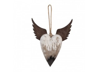Dekorace závěsné srdce s andělskými křídly Angel Rustic M - 18*3*22 cm