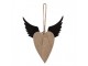 Dekorace závěsné srdce s andělskými křídly Angel Rustic M - 18*3*22 cm Clayre & Eef