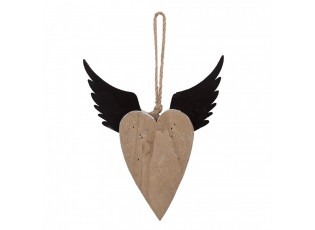 Dekorace závěsné srdce s andělskými křídly Angel Rustic M - 18*3*22 cm