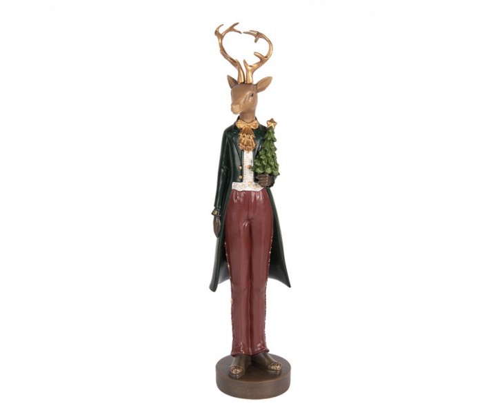 Vánoční dekorace figurka jelení muž se stromečkem - 9*9*37 cm Clayre & Eef
