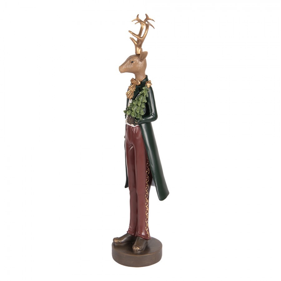 Vánoční dekorace figurka jelení muž se stromečkem - 9*9*37 cm