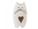 Bílá antik dřevěná dekorace kočička Rustic Cat L - 8*6*14 cm Clayre & Eef