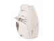 Bílá antik dřevěná dekorace kočička se srdíčkem Rustic Cat S - 6*4*7 cm Clayre & Eef