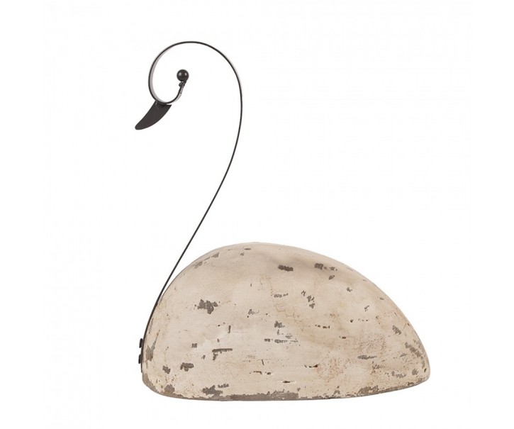 Bílá antik dřevěná dekorace Labuť Swan Rustic L - 25*11*27 cm Clayre & Eef