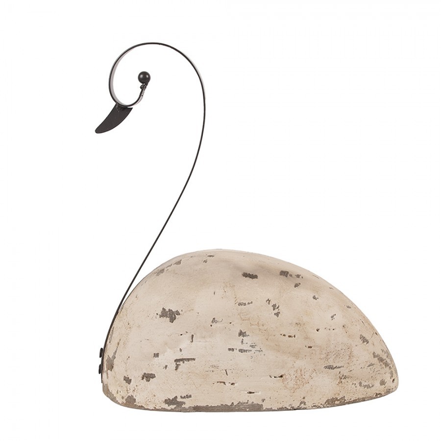 Bílá antik dřevěná dekorace Labuť Swan Rustic L - 25*11*27 cm