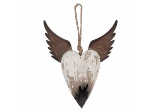 Dekorace závěsné srdce s andělskými křídly Angel Rustic S - 17*3*20 cm