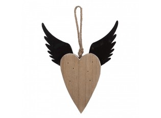 Dekorace závěsné srdce s andělskými křídly Angel Rustic S - 17*3*20 cm