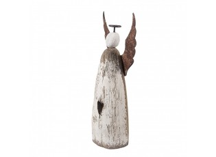 Dekorace dřevěná figurka anděl se srdíčkem Angel Rustic M - 9*14*18 cm