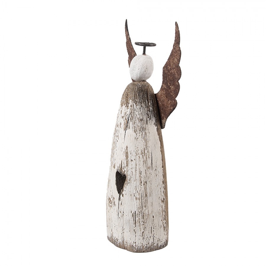 Dekorace dřevěná figurka anděl se srdíčkem Angel Rustic M - 9*14*18 cm