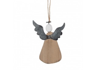 Závěsná dřevěná figurka anděl se srdíčkem Angel Rustic - 9*2*13 cm
