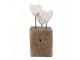 Bílo-hnědá antik dřevěná dekorace srdce na podstavci Rustic - 7*6*15 cm Clayre & Eef