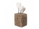 Bílo-hnědá antik dřevěná dekorace srdce na podstavci Rustic - 7*6*15 cm Clayre & Eef